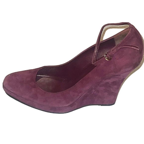 GUCCI Suede Pump Sz 9.5 Purple Bottoms Resoled 4.5 In Heel .5 In Platform Womens - Picture 7 of 13